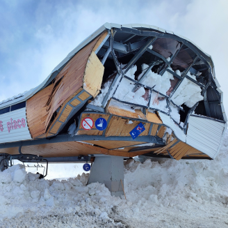 Dégâts sur la gare d'arrivée du TSD6 de l'ArcelleSite EPA de Lanslevillard (N°015)@ONF RTM - 15/04/2024